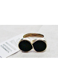 Silver (925th) double ring with black onyx