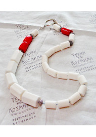 White and red coral necklace